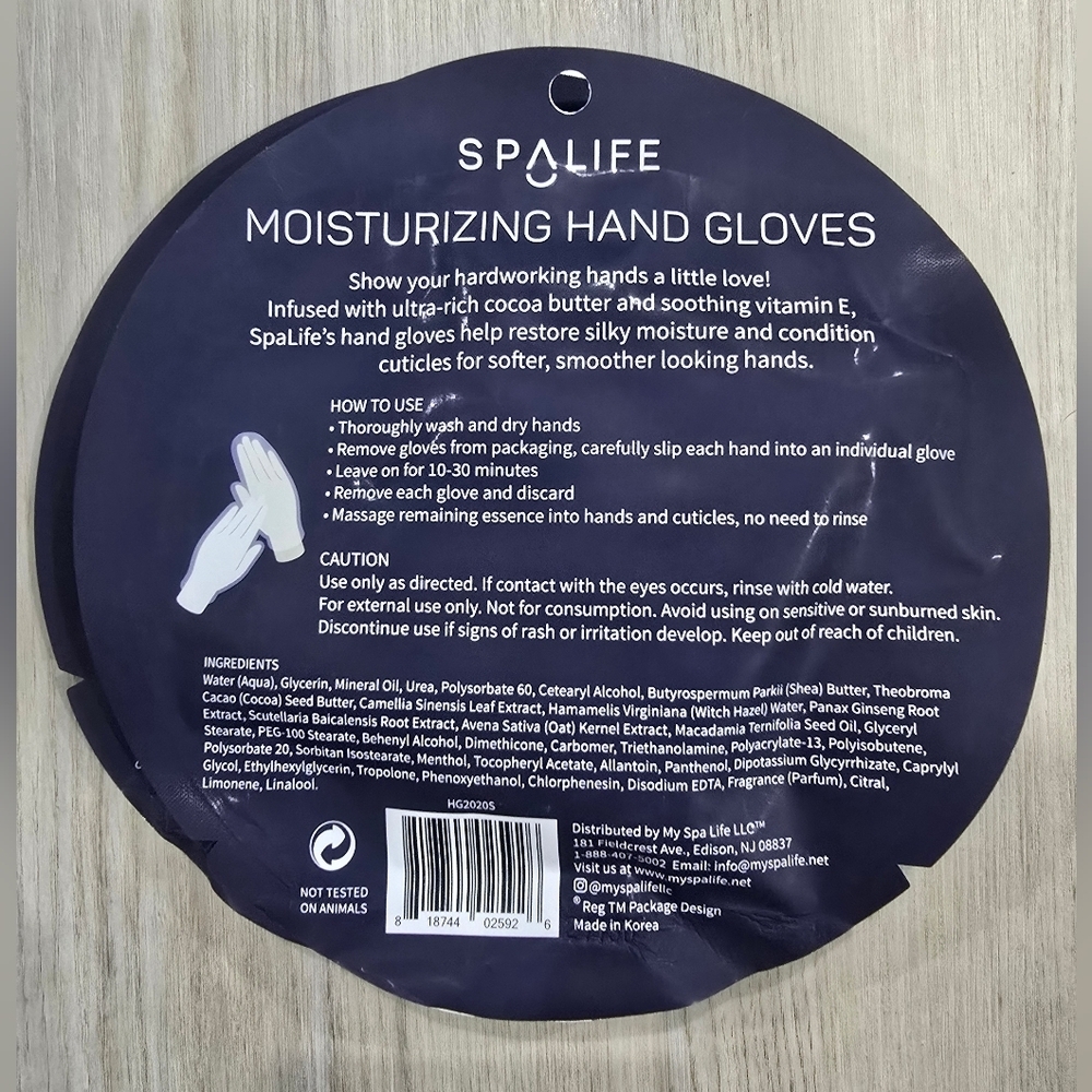 SpaLife Moisturizing Hand Gloves Cocoa Butter & Vitamin E - ( 3 Pairs) - Picture 2 of 2